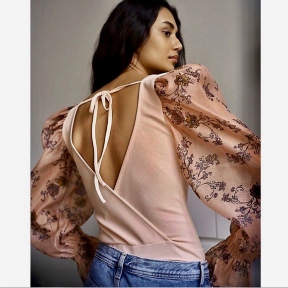 FREE PEOPLE Intimately Floral Puff Sleeve Puff-ect Bodysuit Romantic X-Small - Picture 8 of 15